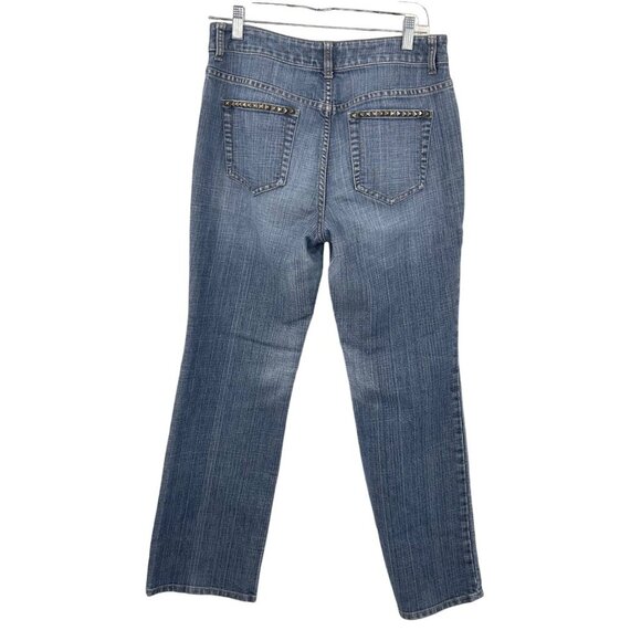 CHICO'S PLATINUM DENIM ULTIMATE FIT STUD BOOT CUT JEANS - M/8/1 - Picture 1 of 5